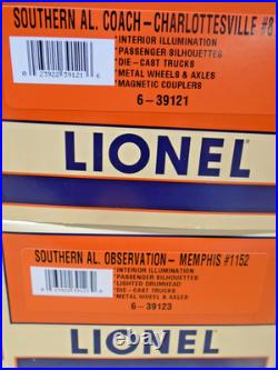 Lionel 6-39119 Southern FOUR Streamline Lighted Aluminum Passenger Set MIB