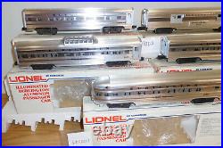 Lionel 6-9576 To 9580 Burlington 15'' Aluminum Passenger 5 Car Set O Scale Train