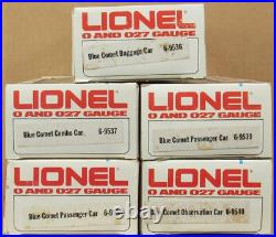 Lionel 9536-9540 Blue Comet 5-Car Madison Passenger Set O-Gauge NOS