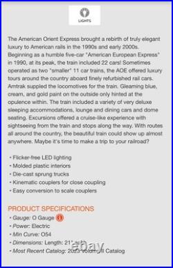 Lionel American Orient Express Passenger Car 6 Car Set (4 Pack, SS Diner, Dome)