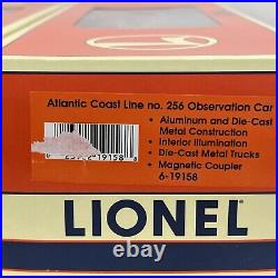 Lionel Atlantic Coast Line 15 Aluminum 4-Car Passenger Set O New 6-19155 -19158