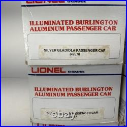 Lionel Burlington 15 Aluminum 6 Car Passenger Set O Used 6-9576 9580 9588