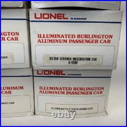 Lionel Burlington 15 Aluminum 6 Car Passenger Set O Used 6-9576 9580 9588