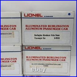 Lionel Burlington Aluminum 6 Car Passenger Set O Gauge New 6-9576 9580 9588