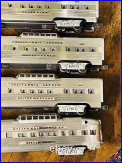 Lionel California Zephyr Aluminum 6 Car Passenger Set O 6-19122 -19127 Excellent