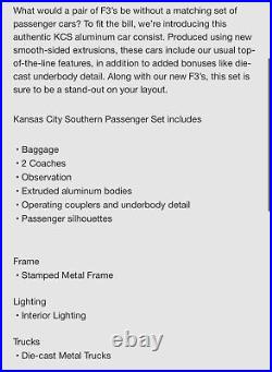 Lionel Kansas City Southern Aluminum 4 Car Passenger Set 6-19194! O Gauge Train