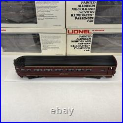Lionel Norfolk & Western 15 Aluminum 7 Car Passenger Set O Used 6-9562 6-9566 Lionel Norfolk & Western 15 Aluminum 7 Car Passenger Set O Used 6-9562 6-9566