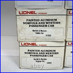 Lionel Norfolk & Western 15 Aluminum 7 Car Passenger Set O Used 6-9562 6-9566 Lionel Norfolk & Western 15 Aluminum 7 Car Passenger Set O Used 6-9562 6-9566