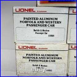 Lionel Norfolk & Western 15 Aluminum 7 Car Passenger Set O Used 6-9562 6-9566 Lionel Norfolk & Western 15 Aluminum 7 Car Passenger Set O Used 6-9562 6-9566