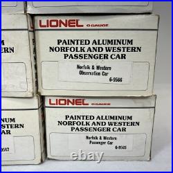 Lionel Norfolk & Western 15 Aluminum 7 Car Passenger Set O Used 6-9562 6-9566 Lionel Norfolk & Western 15 Aluminum 7 Car Passenger Set O Used 6-9562 6-9566