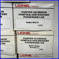 Lionel Norfolk & Western 15 Aluminum 7 Car Passenger Set O Used 6-9562 6-9566 Lionel Norfolk & Western 15 Aluminum 7 Car Passenger Set O Used 6-9562 6-9566
