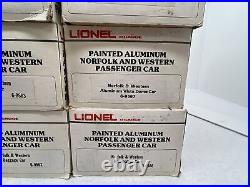 Lionel Norfolk & Western 15 Aluminum 8 Car Passenger Set O Used 6-9562-67 N&W