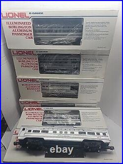 Lionel O Gauge Burlington 15 Aluminum 6 Car Passenger Set Lighted 6-9576 Vista
