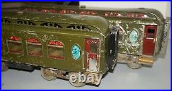 Lionel Prewar Standard Gauge 18 & 19 & 190 Long Vestibule Passenger Car Set Asis