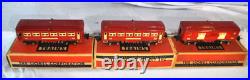 Lionel Prewar Tinplate 600 601 602 Red Pullman Passenger Car Set of 3 w 3 boxes