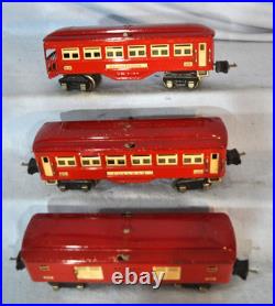Lionel Prewar Tinplate 600 601 602 Red Pullman Passenger Car Set of 3 w 3 boxes