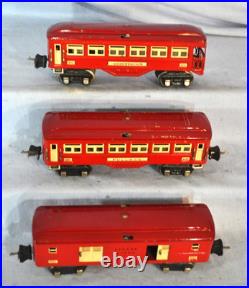 Lionel Prewar Tinplate 600 601 602 Red Pullman Passenger Car Set of 3 w 3 boxes