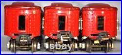 Lionel Prewar Tinplate 600 601 602 Red Pullman Passenger Car Set of 3 w 3 boxes