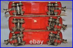 Lionel Prewar Tinplate 600 601 602 Red Pullman Passenger Car Set of 3 w 3 boxes