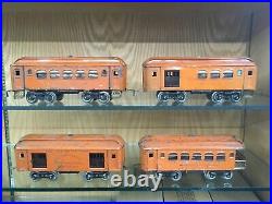 Lionel Standard Gauge Orange 31, 32, 35, 36 Passenger Car Set