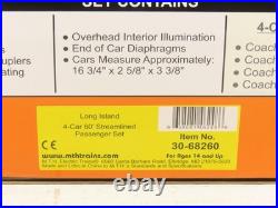 MTH 30-68260 Long Island 60' Streamlined Coach 4 Car Passenger Set LN