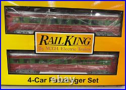 MTH 30-68266 O Gauge RailKing Christmas 4-Car 60' Streamlined Passenger Set LEDs