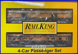 MTH 30-68282 RailKing Halloween 4-Car 60' Streamlined Passenger Set withLEDs -NEW