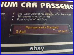 MTH- Aluminum Passenger Car Set -Pennsylvania Painted 3 Rail MT-6017,4 Cars Set