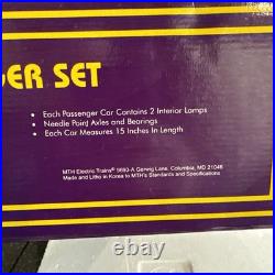 MTH MT-6009 Santa Fe Striped Aluminum Car Passenger Set 3 Rail Rare With Box