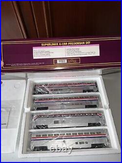 MTH O Scale SuperLiner 4 Car Passenger Set Amtrak 20-6524 BRAND NEW