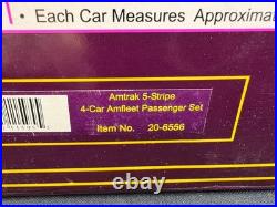 MTH Premier 20-6556 Amtrak 5-Stripe 4-Car Amfleet Passenger Set (SR-1)