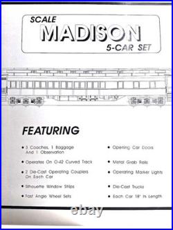 MTH Premier Pennysylvania 70' Madison 5 Car Passenger Set 20-4060 O Scale PRR