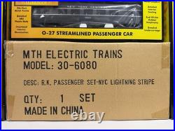 MTH RailKing 30-6080 6081 NYC Lightning Stripe Passenger Set O-27 4 Cars LNIB C4