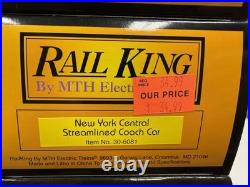 MTH RailKing 30-6080 6081 NYC Lightning Stripe Passenger Set O-27 4 Cars LNIB C4