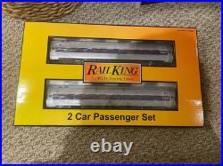MTH RailKing O Gauge Amtrak Amfleet 2-Car Passenger Coach Set 30-6504 Lighted