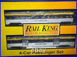 MTH Rail King 30-68172 CHESAPEAKE & OHIO 60' Streamlined 4-Car Passenger Set C&O