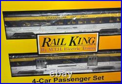 MTH Rail King 30-68172 CHESAPEAKE & OHIO 60' Streamlined 4-Car Passenger Set C&O