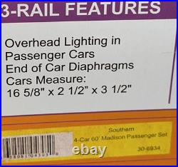 MTH Rail King 30-6934 SOUTHERN 60' MADISON Passenger 4-CAR Set O-Gauge Railking