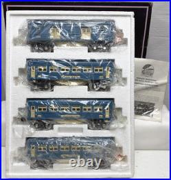 MTH TINPLATE O-GAUGE 10-1064 BLUE COMET WithNICKEL TRIM 4-CAR PASSENGER SET LNIB