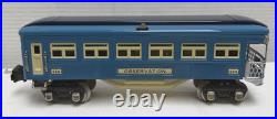 MTH TINPLATE O-GAUGE 10-1064 BLUE COMET WithNICKEL TRIM 4-CAR PASSENGER SET LNIB