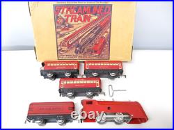Marx 575 Mechanical Passenger Set Red CV Loco Boxed Prewar O gauge X7671
