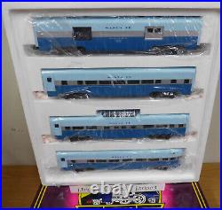 Mth 20-6018 Santa Fe Blue Goose 60' Aluminum Passenger Train 4 Car Set O Scale