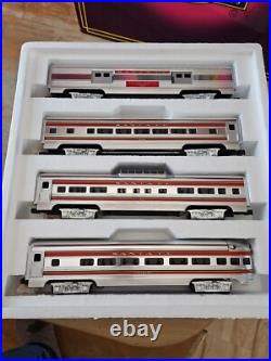 Mth 20-6021 Santa Fe Red Stripe 60' Aluminum Passenger Train 4 Car Set O Exc