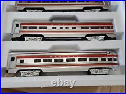 Mth 20-6021 Santa Fe Red Stripe 60' Aluminum Passenger Train 4 Car Set O Exc