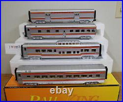 Mth 30-6705 Santa Fe Red Stripe Streamlined 60 Passenger 4 Car Set Train O Gauge