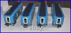 Mth O-gauge Tinplate Traditions Blue Comet 4-car 600 Series Passenger Set Nib