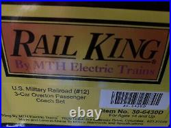 Mth Railking Us Military Overton 3 Car Passenger Set 30-6430! O Gauge Train Army