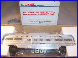 NEW 1980 LIONEL 6-9576-80 & 9588 BURLINGTON RR Train Aluminum Passenger Car Set