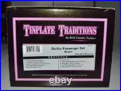 NEW MTH Dorfan Standard Gauge Tinplate Green 4 Car Passenger Set 10-5031