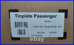 NEW MTH Dorfan Standard Gauge Tinplate Green 4 Car Passenger Set 10-5031